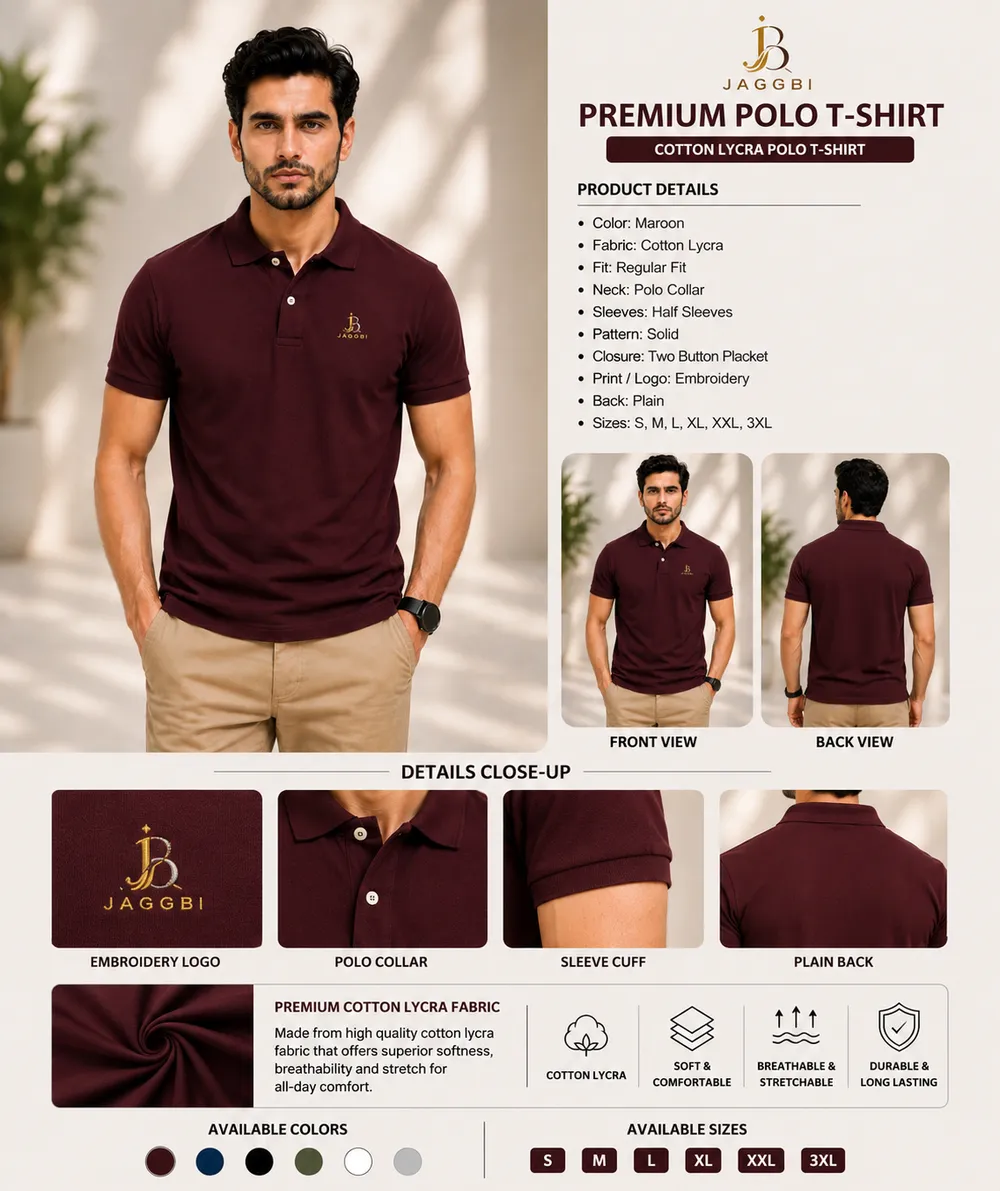 Jaggbi Maroon Classic Polo T-Shirt - Image 2