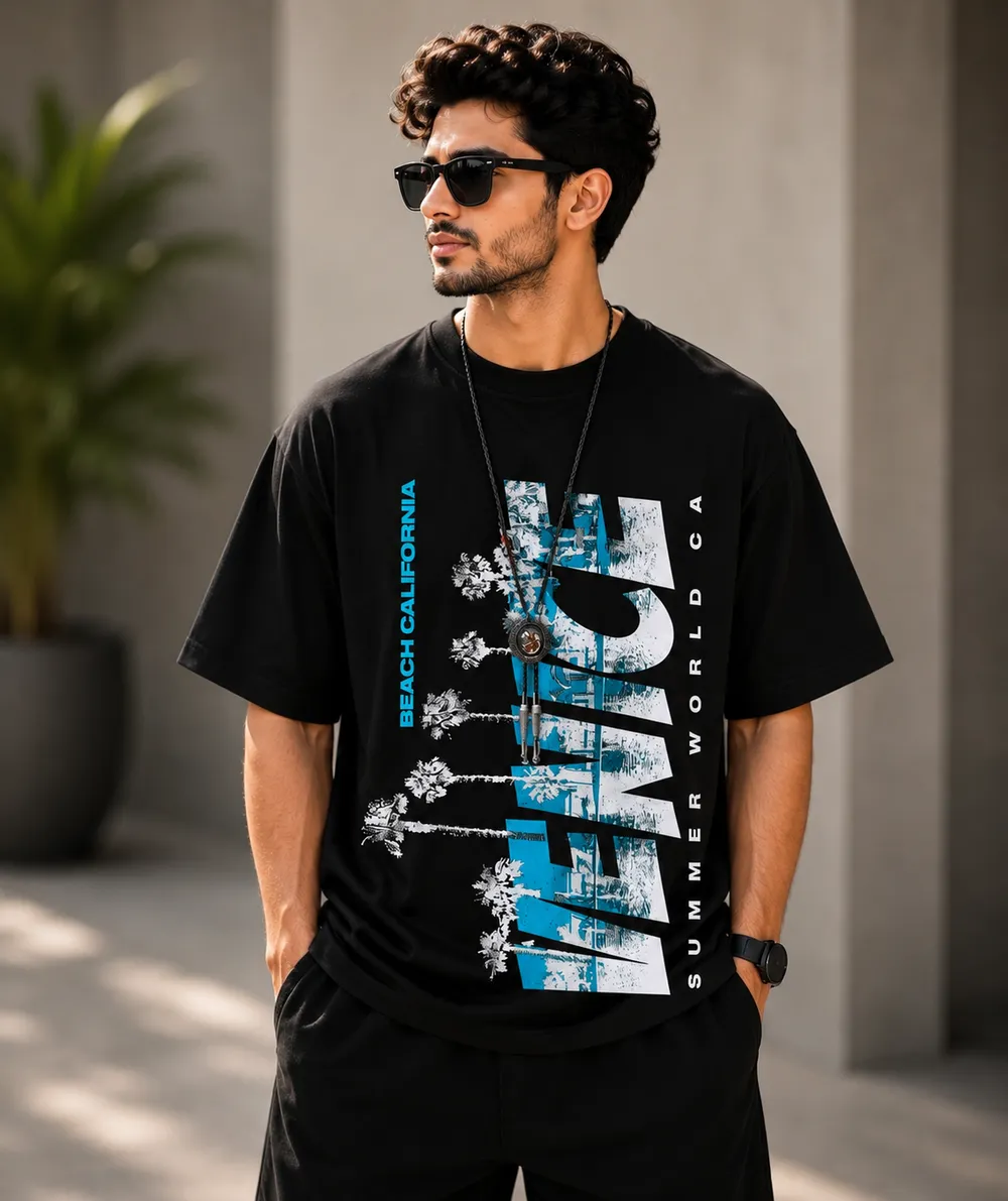 Black Beach California Graphic T-Shirt - Image 1