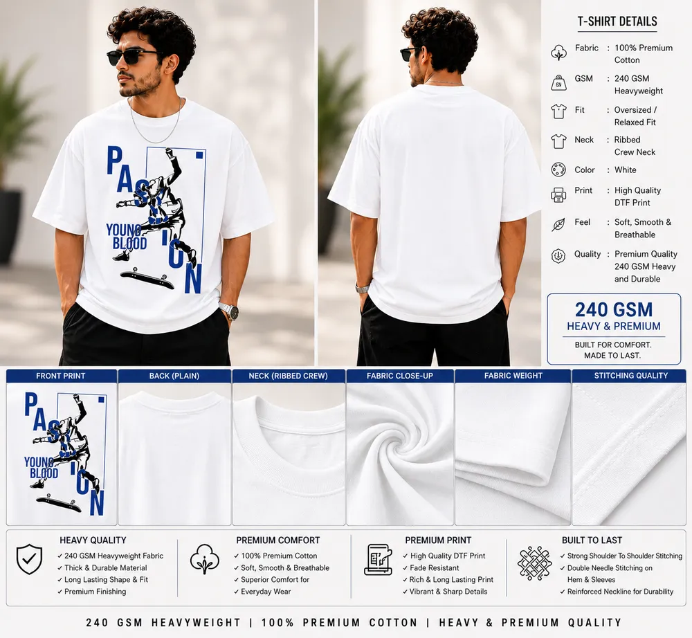 White Passion Skate Graphic T-Shirt - Image 2
