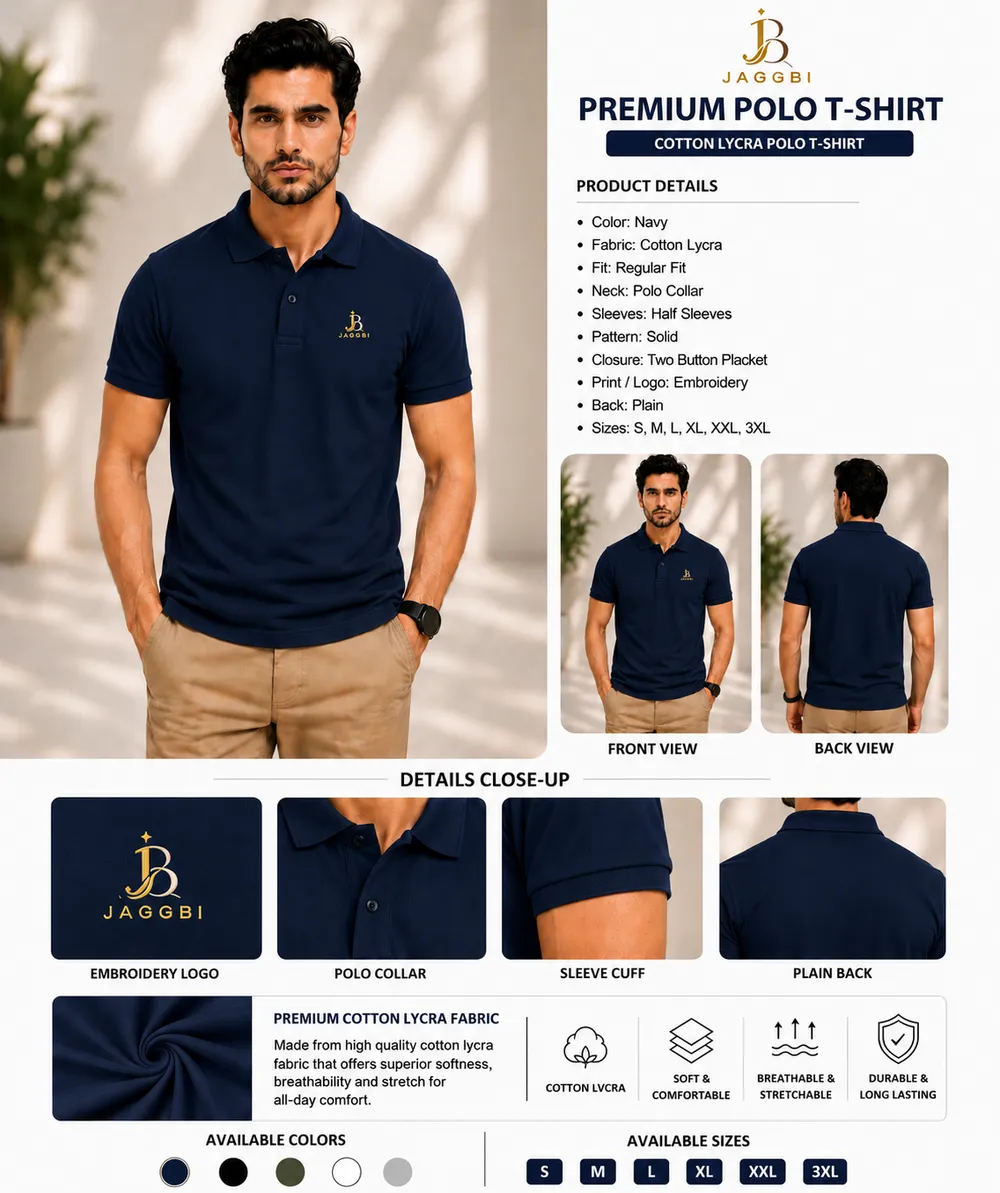 Jaggbi Navy Blue Classic Polo T-Shirt - Image 2