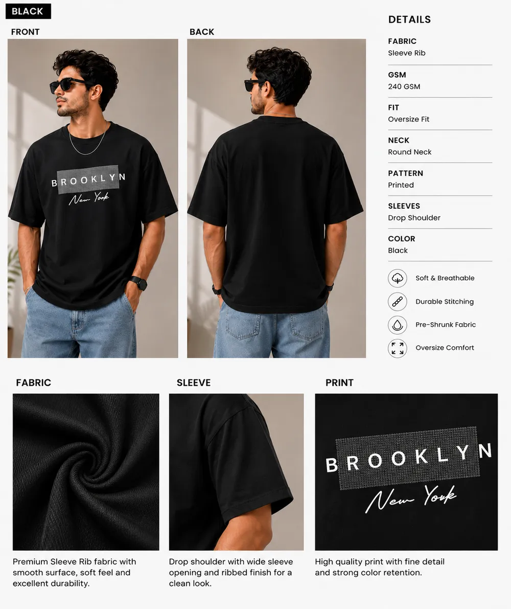Brooklyn New York Oversized T-Shirt - Image 2