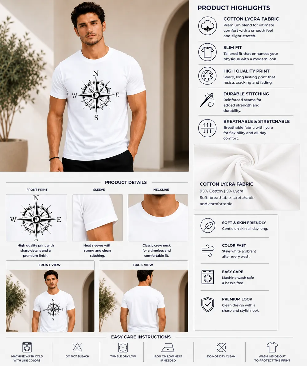 Compass Spirit Graphic T-Shirt – White thumbnail 2