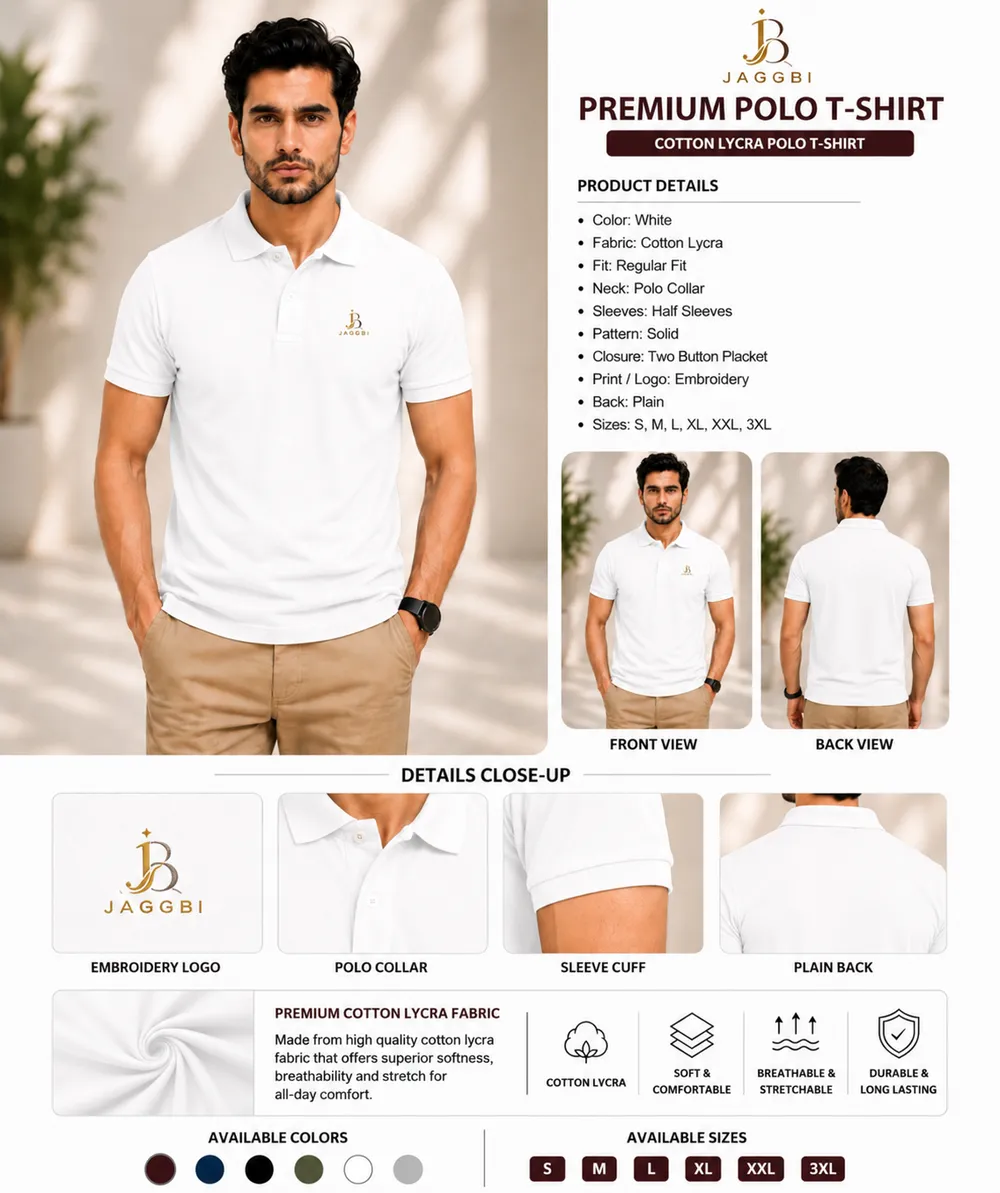 Jaggbi White Classic Polo T-Shirt - Image 2