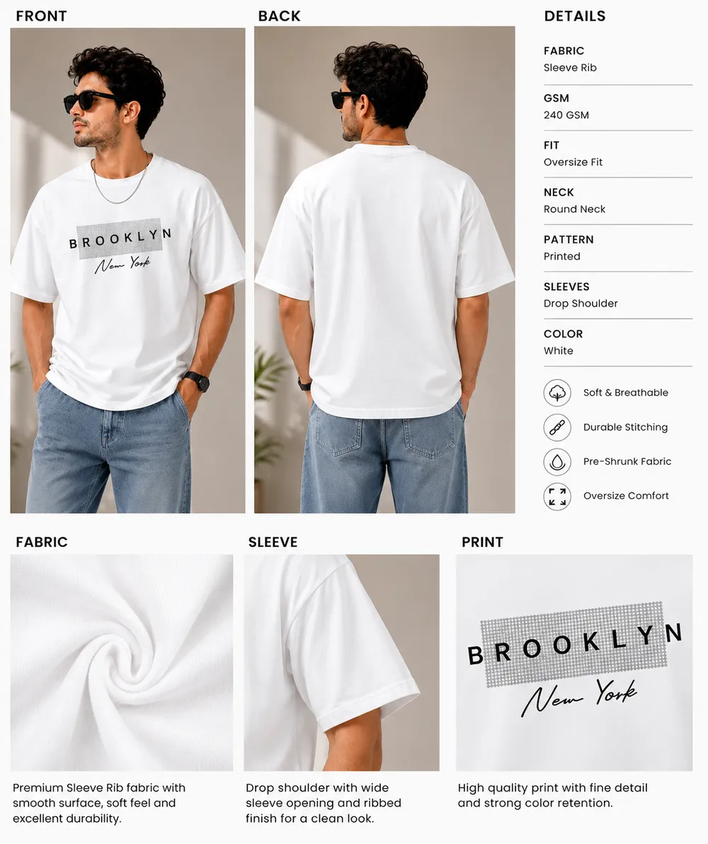 Brooklyn News York Oversized T-Shirt - Image 2