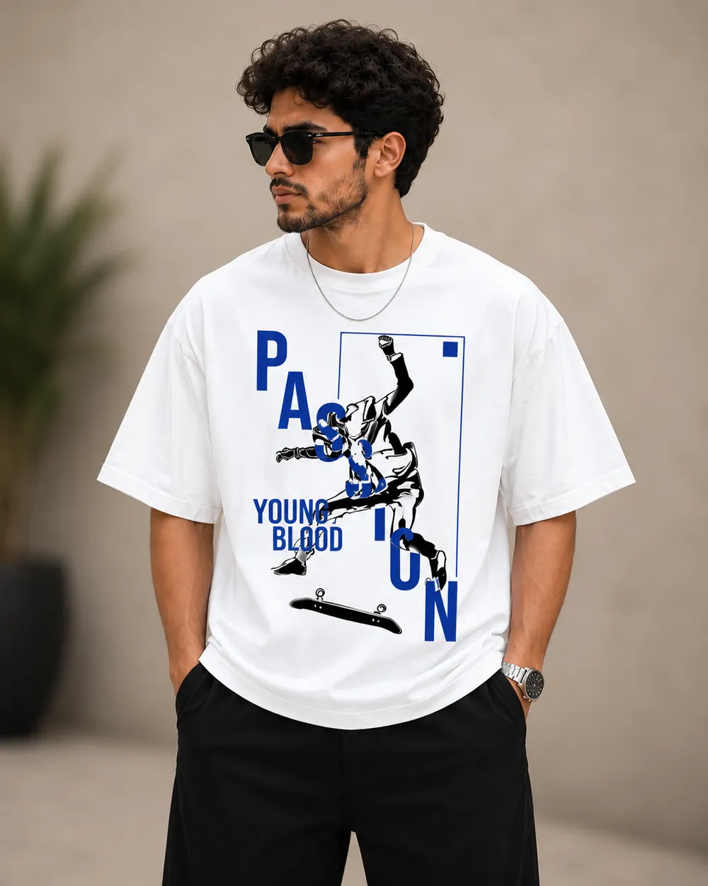 White Passion Skate Graphic T-Shirt - Image 1