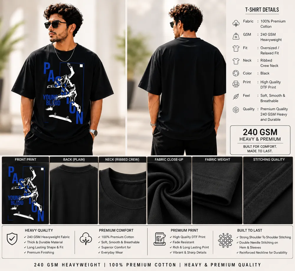 Black Passion Skate Graphic T-Shirt - Image 2