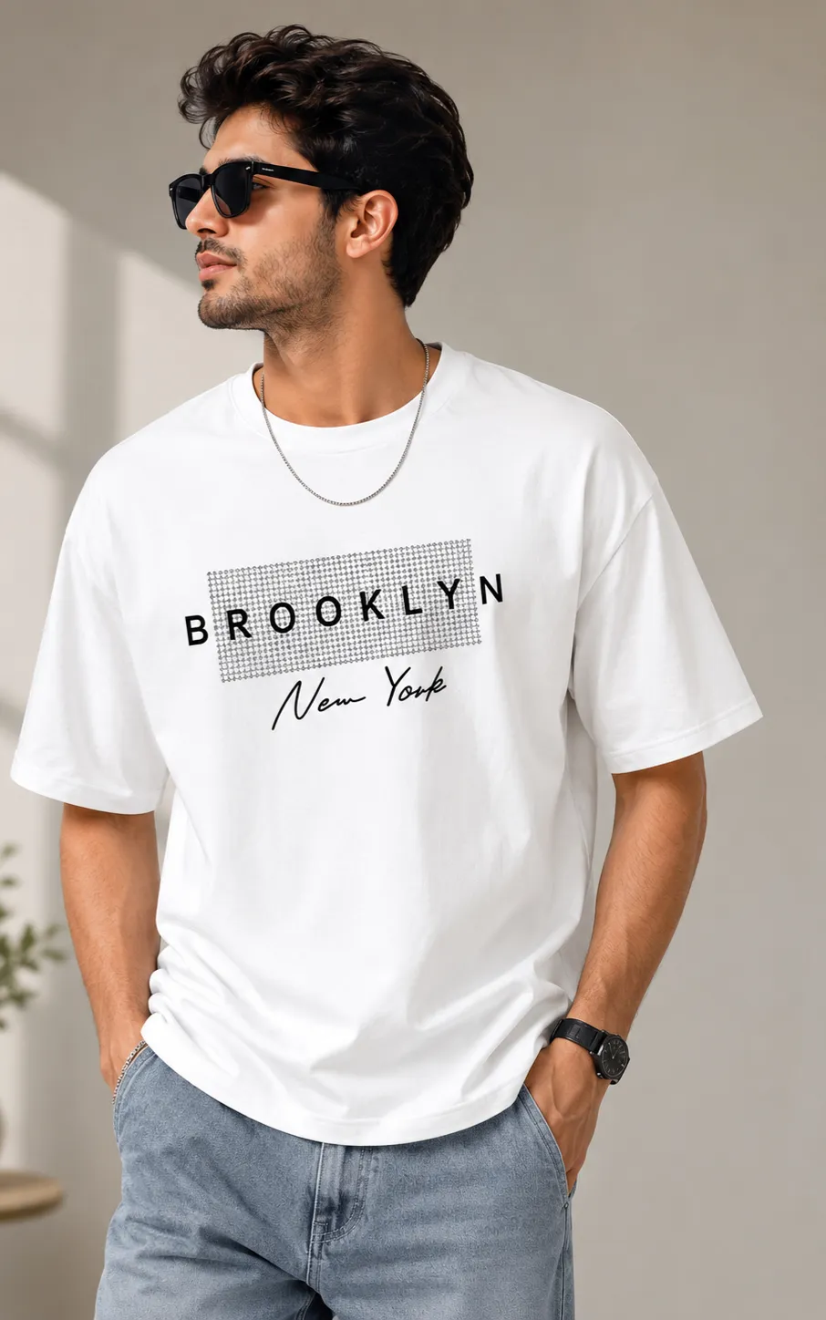 Brooklyn News York Oversized T-Shirt - Image 1