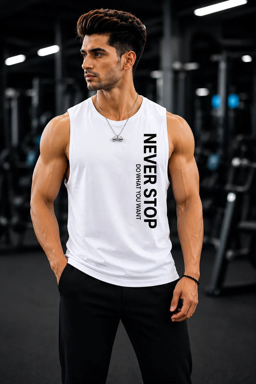  Stop White Sleeveless Tank Top - Image 1