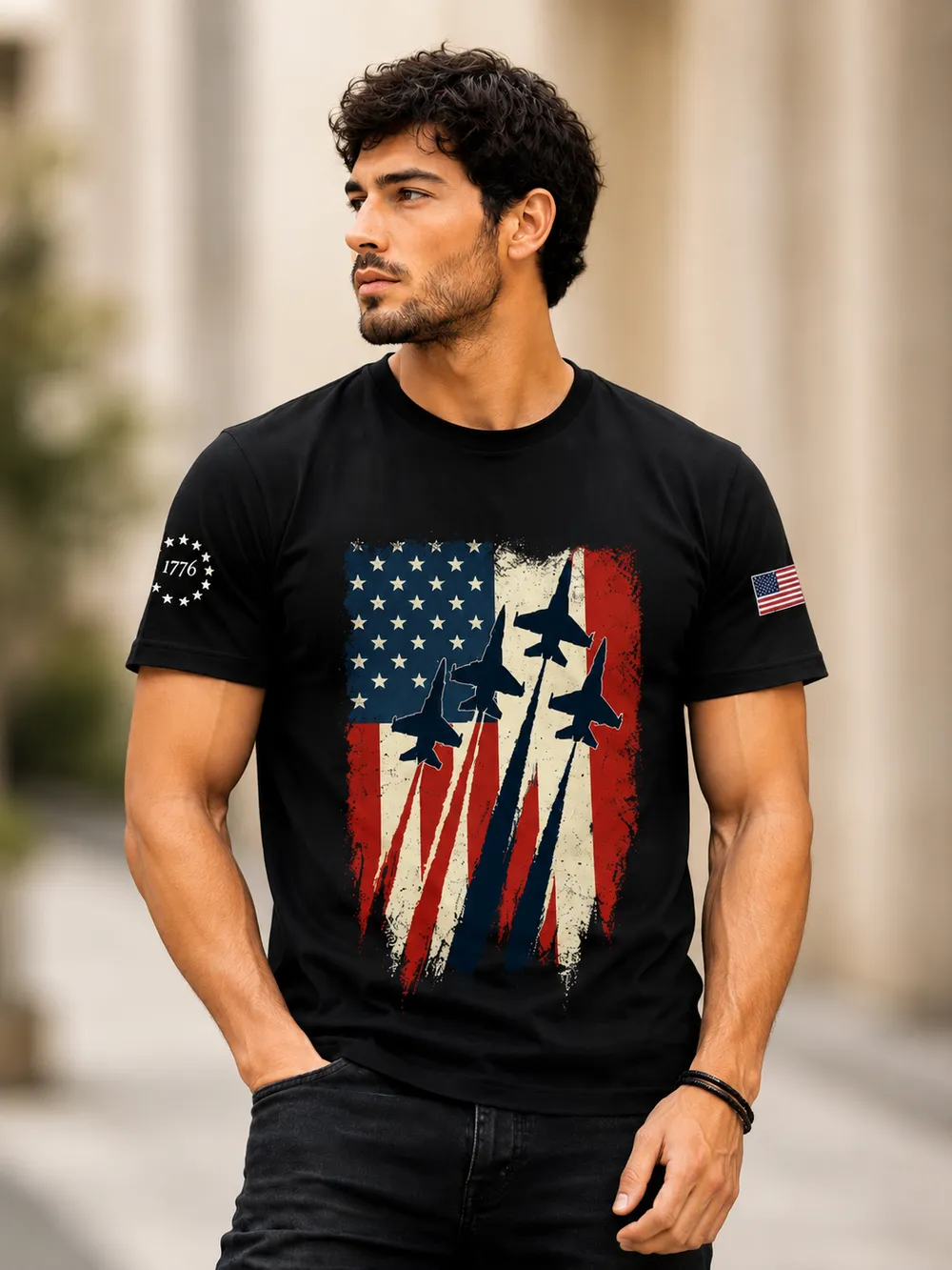 Patriot Air Strike Graphic T-Shirt – Black - Image 1