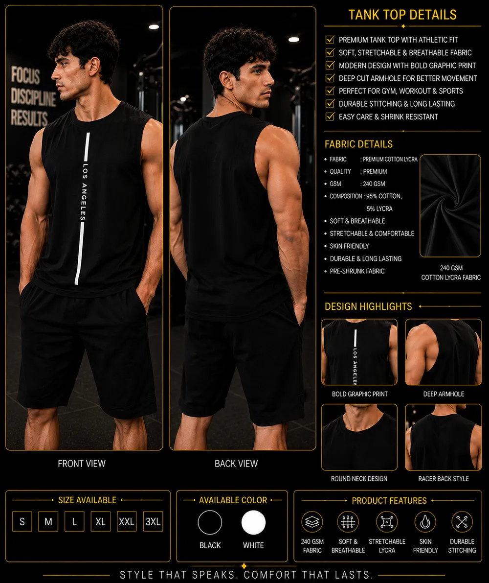 Los Angeles Black Sleeveless Tank Top - Image 2