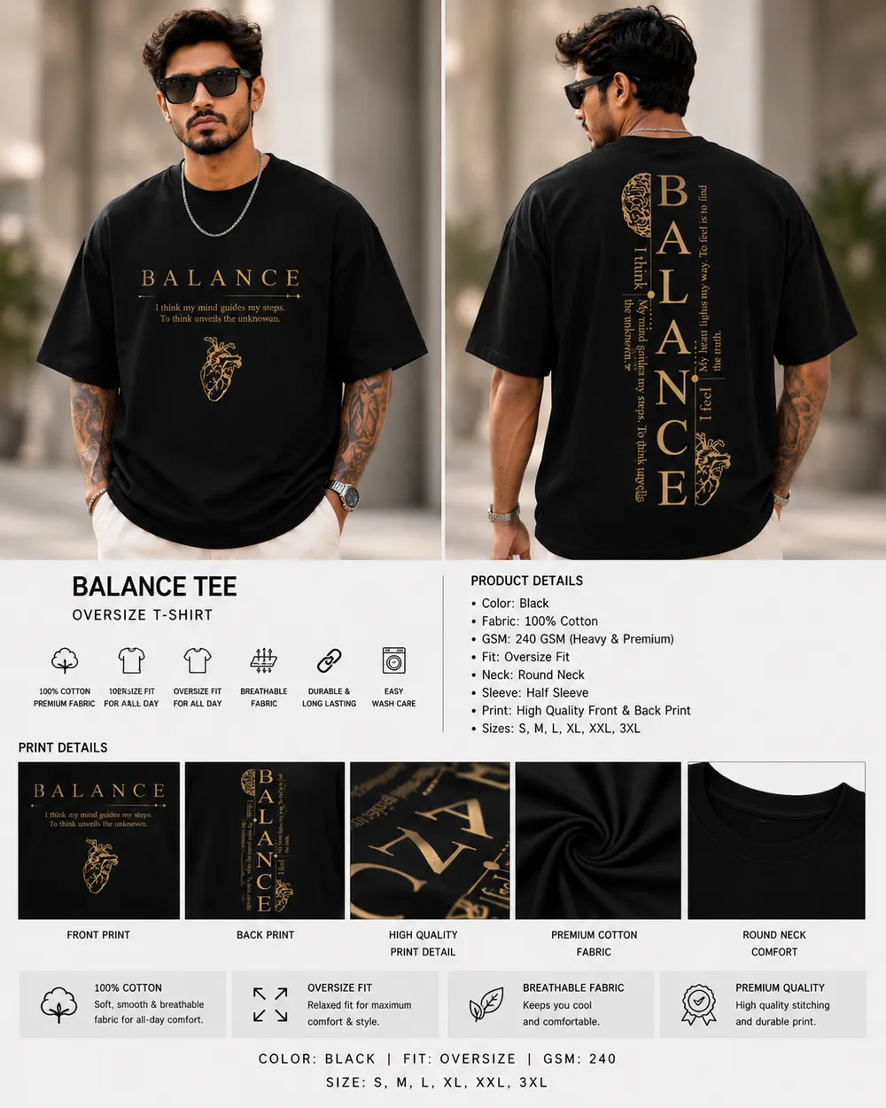 Black Balance Graphic T-Shirt - Image 2