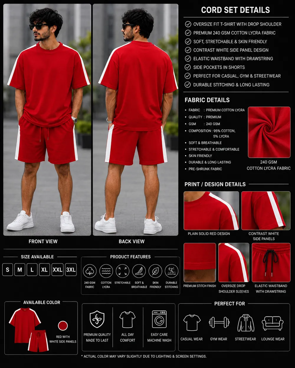 Red Side Stripe Co-Ord Set - Image 2