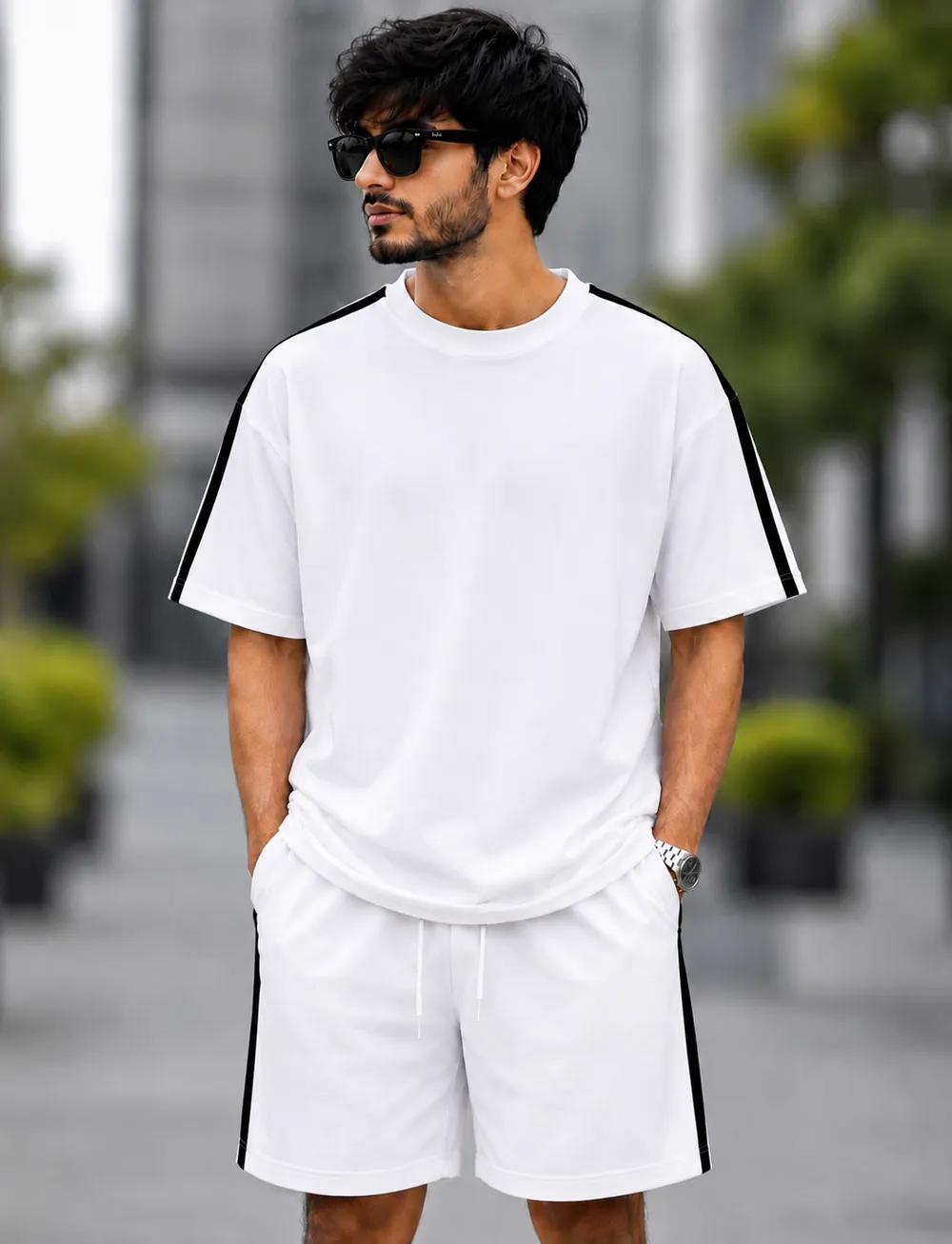 White Side Stripe Co-Ord Set - Image 1