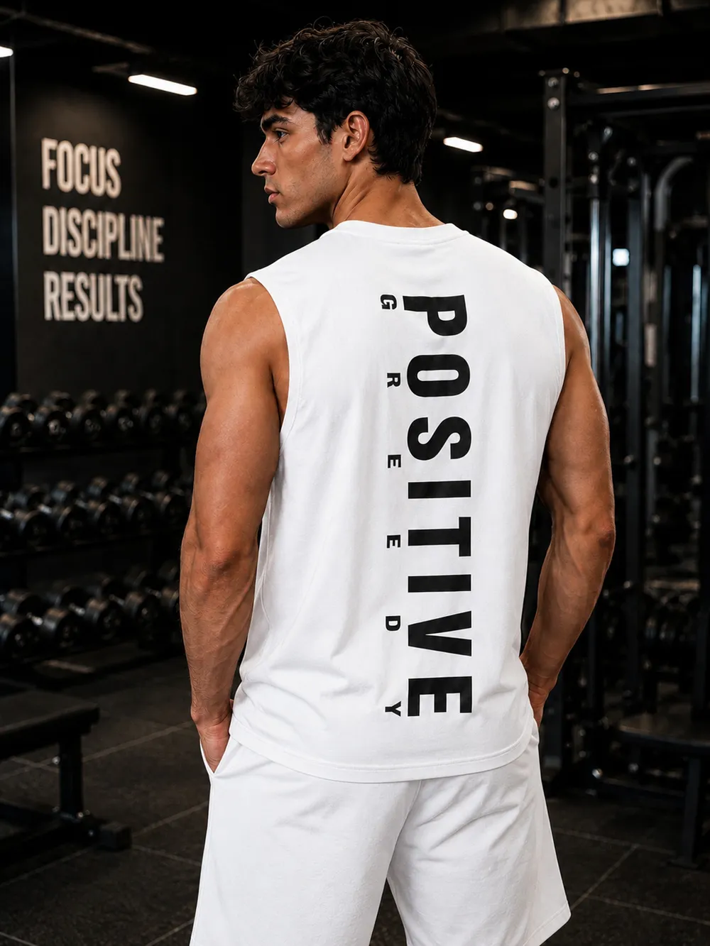 Positive White Sleeveless Tank Top - Image 1