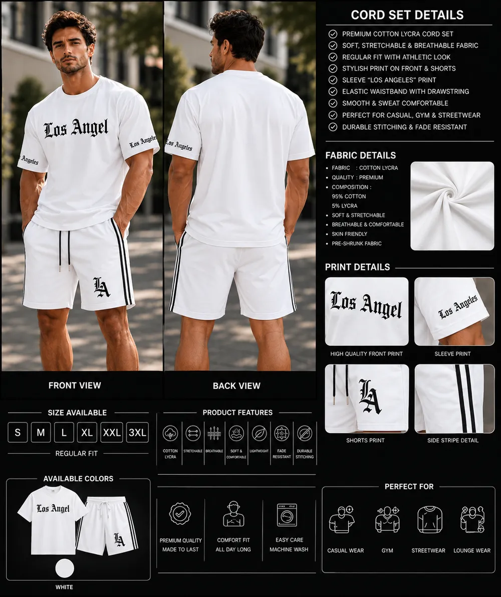 Los Angeles Classic White Co-Ord Set thumbnail 2