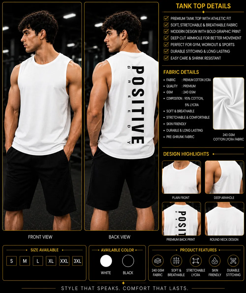 Positive White Sleeveless Tank Top - Image 2