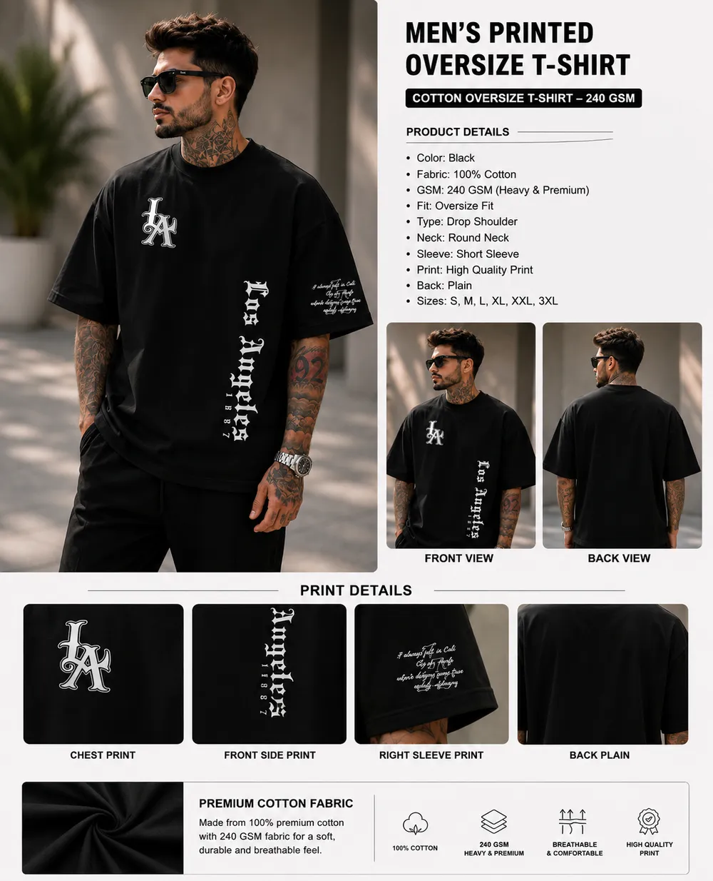 Black Los Angeles Graphic T-Shirt - Image 2
