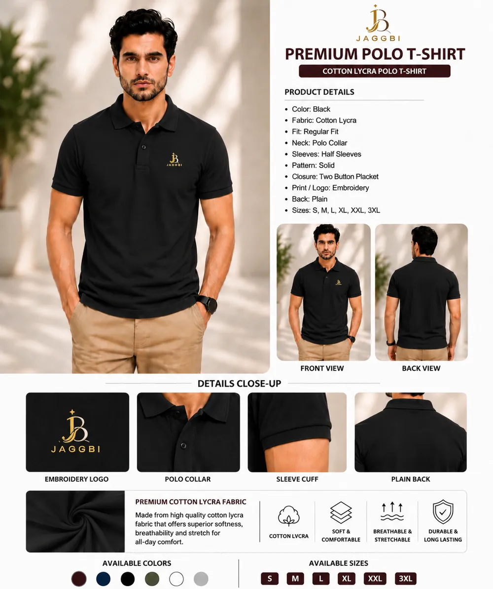  Jaggbi Black Classic Polo T-Shirt - Image 2