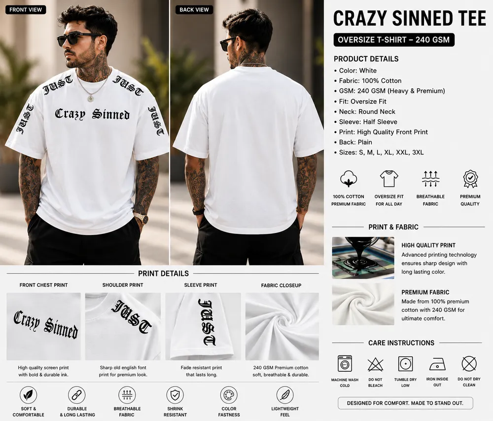 White LA Gothic Graphic T-Shirt - Image 1