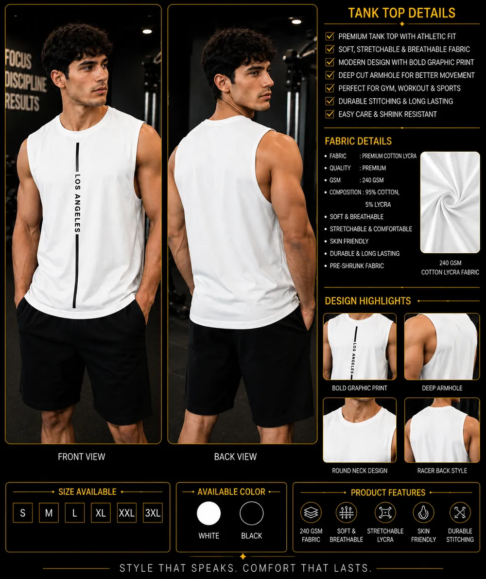 Los Angeles White Sleeveless Tank Top - Image 2