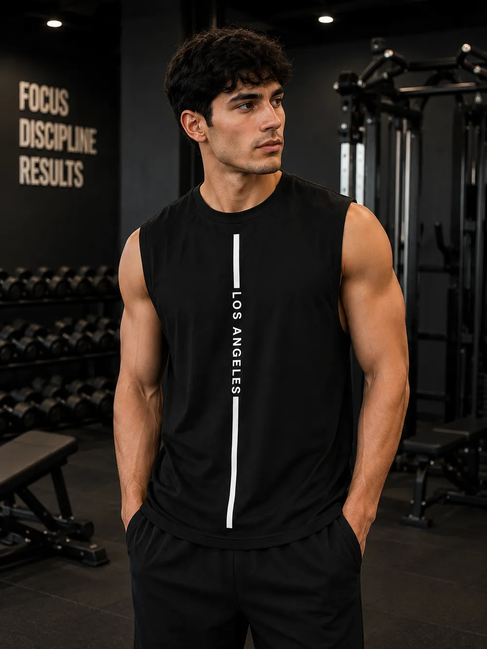 Los Angeles Black Sleeveless Tank Top - Image 1