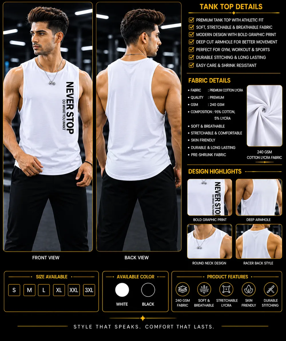  Stop White Sleeveless Tank Top - Image 2
